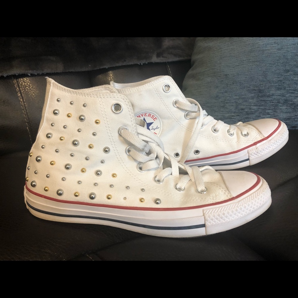 Studded white converse